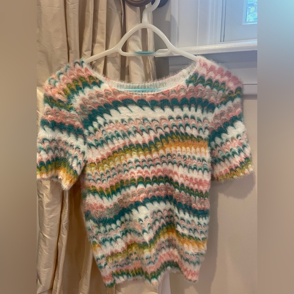 Anthropologie Tops - Anthropologie Xs knit ss sweater NWT. Fluffy warm marbled design top.